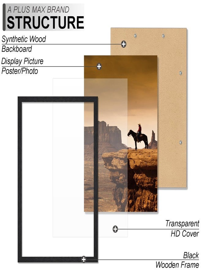 A PLUS MAX 11x17 Picture Frame Set of 3, Black Engineered Wood Frame for 11 x 17 Inch Picture Poster Photo, Light Weight 11 by 17 Frame with Wood-grain for Wall - 3 Pack/Black/11 x17 - Image 3